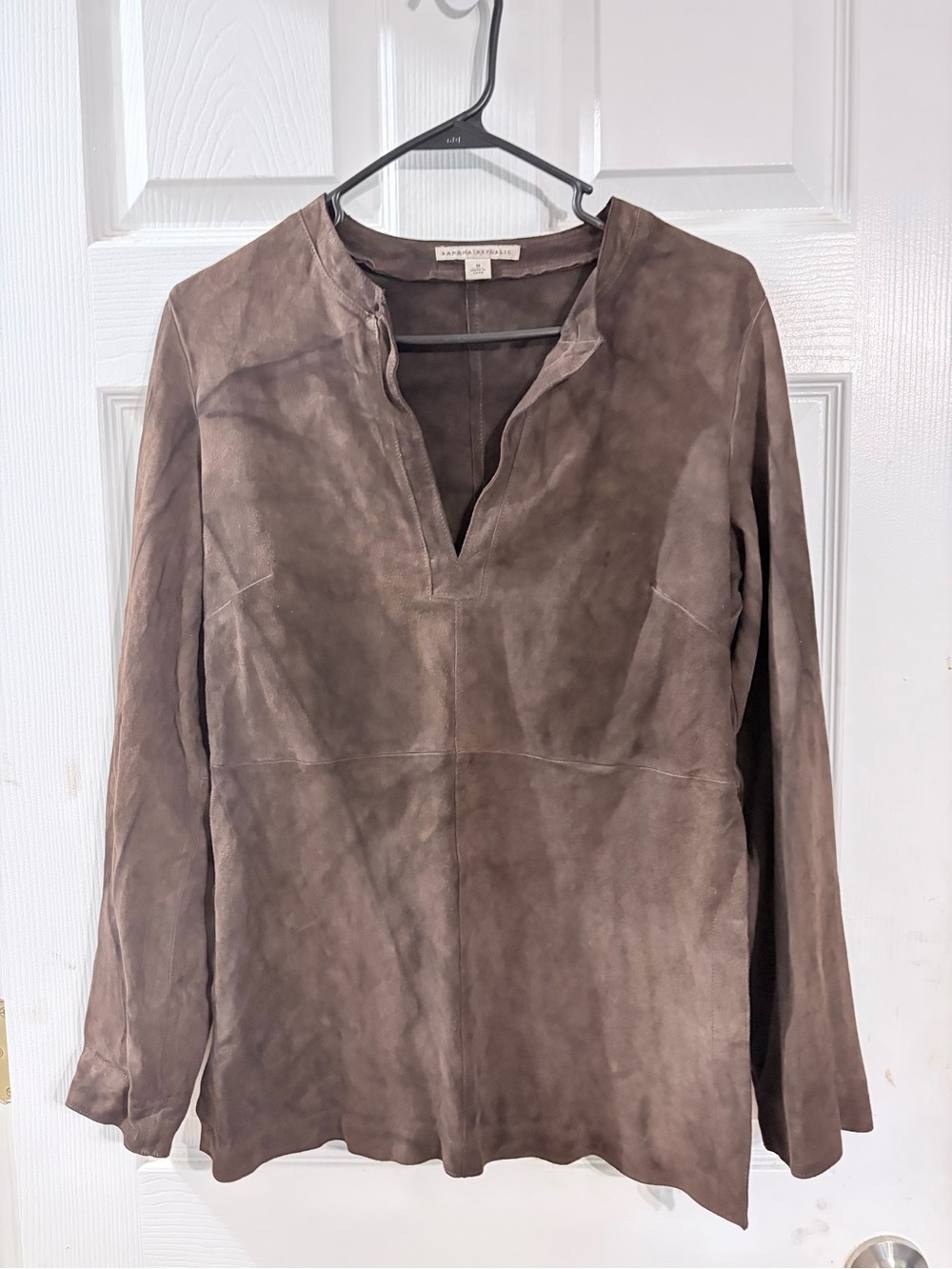 Banana Republic Genuine Suede Leather Tunic Top Brown Size 8